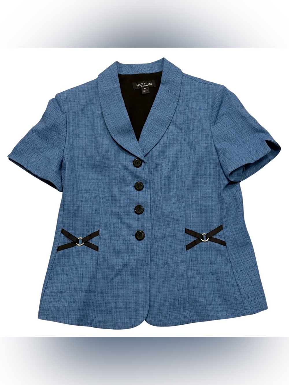 🫶🏻 Perceptions Blue Short-Sleeve Blazer Jacket